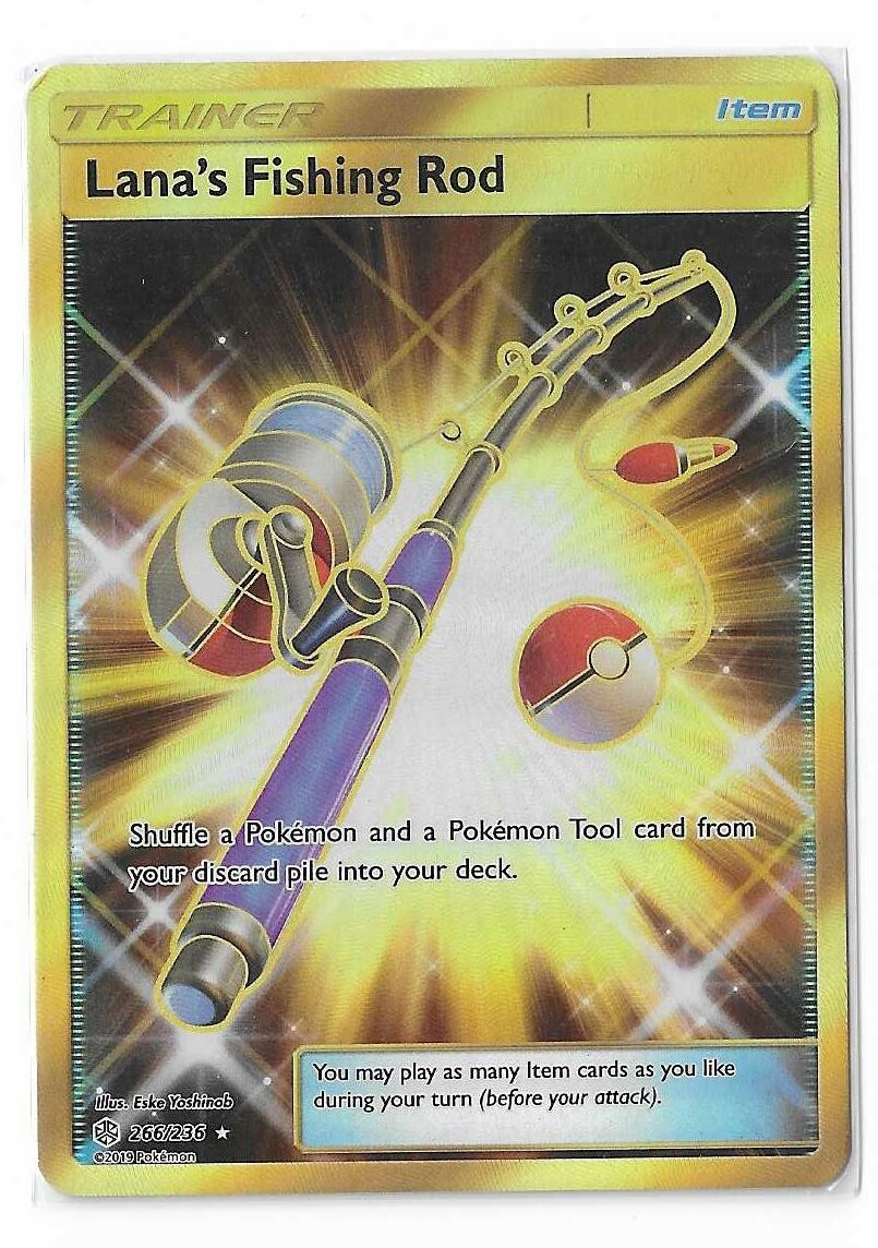 Lana's Fishing Rod 266/236 Cosmic Eclipse S&M Gold Secret Rare Pokemon TCG LP