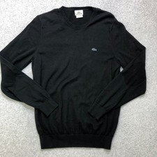 Lacoste Sweater Men's 4 Medium Black Crew Neck Preppy Lightweight Pullover