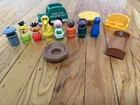13 Vtg Fisher Price Sesame Street Little People Lot Figures Furniture Truck Nest