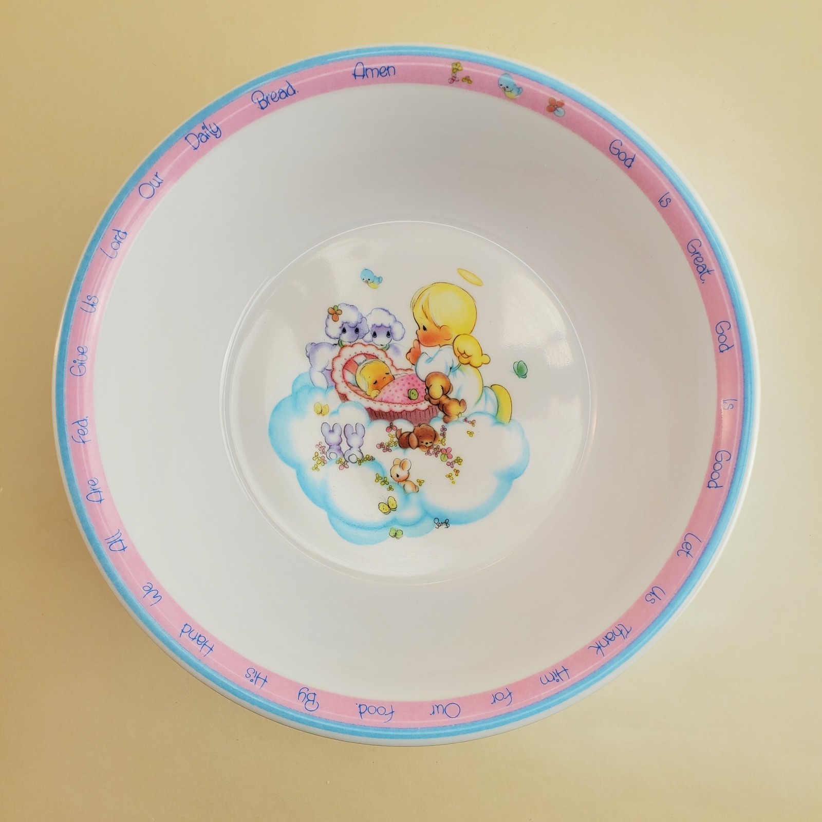 Vintage Precious Moments 1987 Enesco Melamine Toddler Plate Cup & Bowl Set