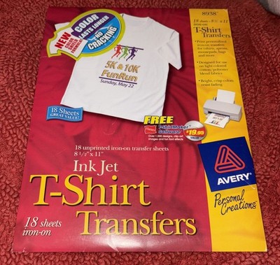 T-Shirt Transfer Avery 8938 18 Pack Printable Heat Fabric Transfer Paper Sheets
