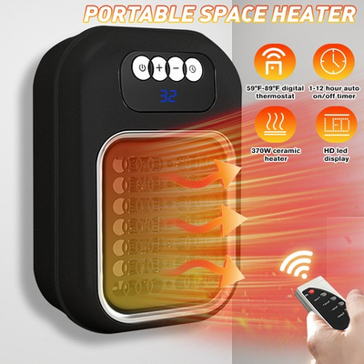 #ad LCD Portable Indoor Space Heater Plug In Wall Outlet 400W Small Electric Heaters $18.99