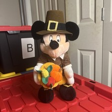 Walt Disney Company Thanksgiving Pilgrim Mickey Mouse Plush Poseable 16"