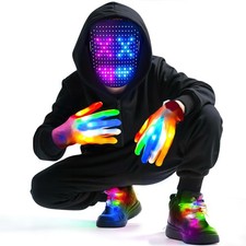 LED Mask Set with Gesture Sensing, Light Up Gloves Glow Shoelaces - Cool Costu