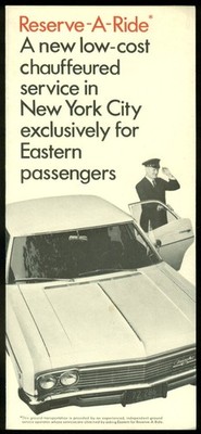 Eastern Airlines Reserve-a-Ride NY City Chauffeur Service airline folder 1973