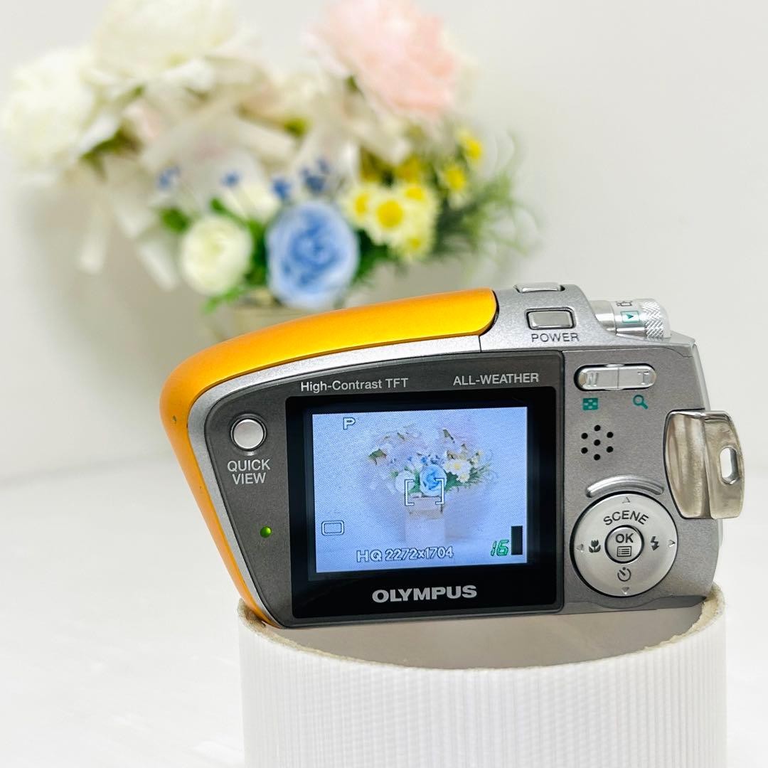 OLYMPUS μ-mini Orange Compact Digital Camera Tested Working Seller
