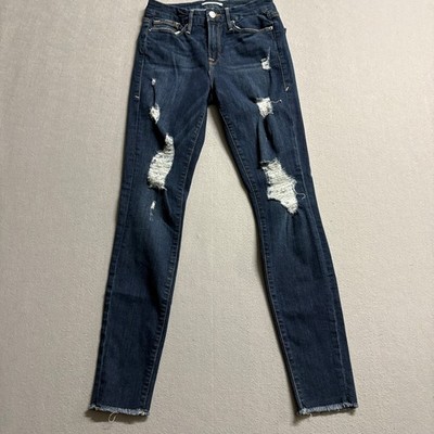 Good American Good Legs Skinny Jeans Distressed Raw Hem Sz 2/26 Classic