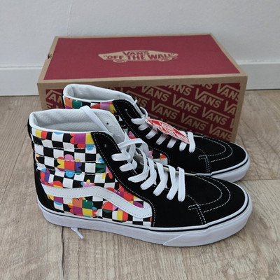 VANS Sk8-Hi Sneaker schwarz/mehrfarbig Karo High Top Schnürung EU 40 neu