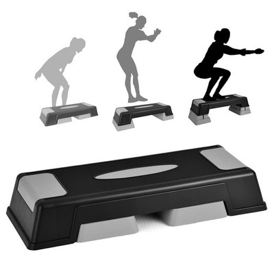 SPORFIT Aerobic Step Platform w/ Risers - Adjustable 3-Level Workout Stepper