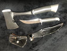 Western Cutlery Co. "Black Beauty" Camp Axe and Knife Boulder Colorado Set