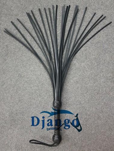 Genuine Top Grain Black Cowhide Leather Flogger Whip 24 Stiff Tails Hard Impact - Picture 3 of 7