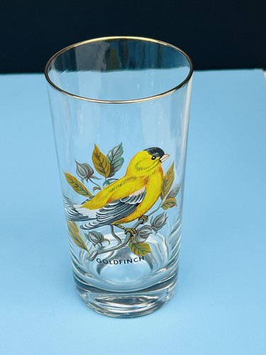 Set of 7 Vintage West Virginia Glass Company Song Bird Gold Rim Drinking Glasses - Picture 10 of 16