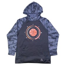 Tek Gear Boys Hoodie Black/Gray Size M 10/12 with Basketball Theme