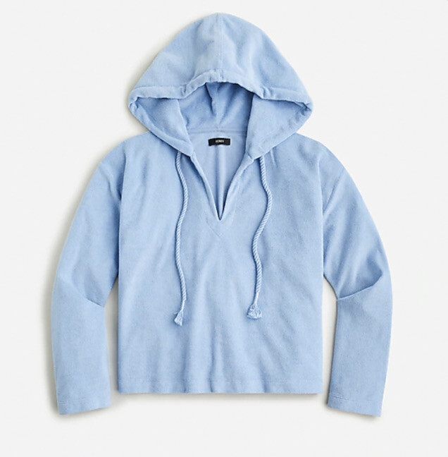 J. Crew NWT Women's Towel Terry Open V-Neck Hoodie