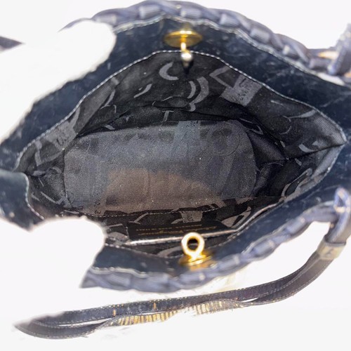 Bolso de Hombro SALVATORE FERRAGAMO Triunfo Logo Tejido Cuero Rafia Usado Ex - Imagen 2 de 17
