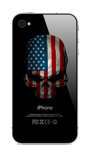 American Flag Vinyl Skull Sticker USA Truck Car Cup Phone Cooler Window Decal - Picture 2 of 10