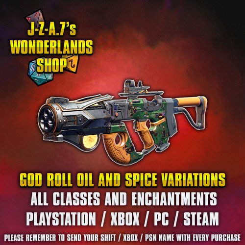 PS/XBOX/PC Tiny Tina's Wonderlands OIL AND SPICE SMG ASCENDED GEAR DLC 2 - 第 1/37 張圖片
