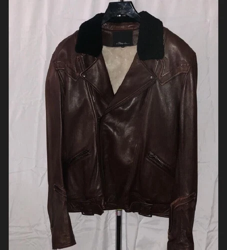 Size M🔥 3.1 Phillip Lim MEN Lamb Leather Shearling Riding Biker Moto  Jacket