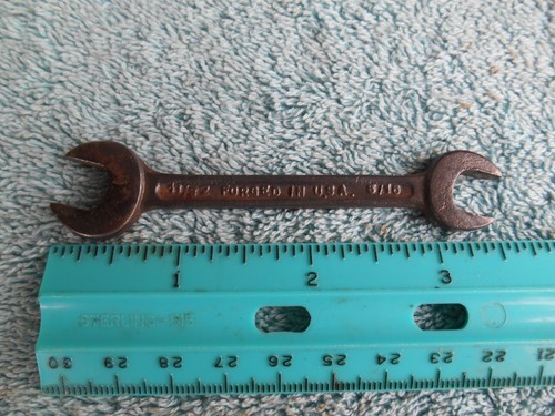 VINTAGE GESCHMIEDET IN DEN USA KLEINER DOPPELMAULSCHLÜSSEL 11/32 ZOLL X 5/16 ZOLL - Bild 2 von 6