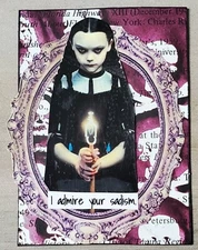 Mixed Media Collage Art Card ACEO ATC Wednesday Addams Inspired Admire Sadism