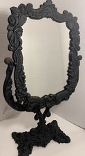Clearance ATQ Victorian Vanity Table Mirror Ornate Cast Iron Floral Vtg English