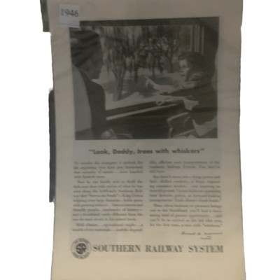 Vintage 1946 Southern Railway System Look daddy Trees Ad Advertisement