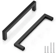 Probrico 5 Pack Square Corner Bar Drawer Pulls, Black, 8.8"