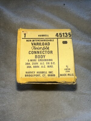 Hubbell 45135 Variload Twist Lock Connector Body 5 Wire Grounding NOS CSQ