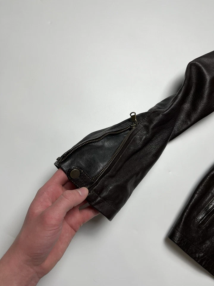 CP Company Archive Biker Leather Jacket Size 48 - Image 4 of 4