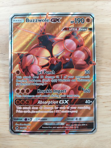 Buzzwole GX 104/111 Crimson Invasion NM Full Art Ultra Rare Pokemon Card