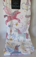 Cynthia Rowley Kids Throw Blanket 50"x60" Flying Unicorns Stars Clouds White