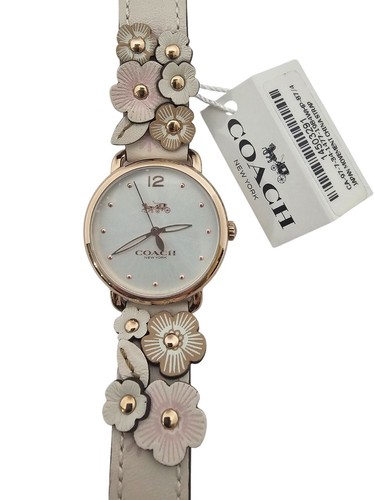 Coach Delancey Womens Watch With Rose Gold-Tone Dial & Cream Leather Strap