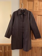 100% Genuine Leather Brown Walking Coat Walker Nwot Size Xs