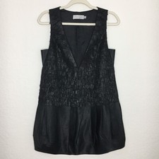 Elegant Hong Kong Fashion Badina Black Mini Party Dress Deep V Neck Size M