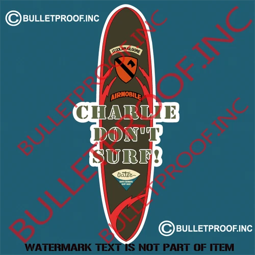CHARLIE DON'T SURF DECAL STICKER APOCALYPSE NOW HOT ROD RAT ROD STICKERS