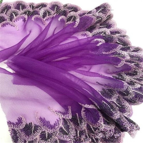 Peacock Feather Embroidery Lace Trims Ribbon Tulle Fabric Sewing Wedding Dress - Picture 2 of 21