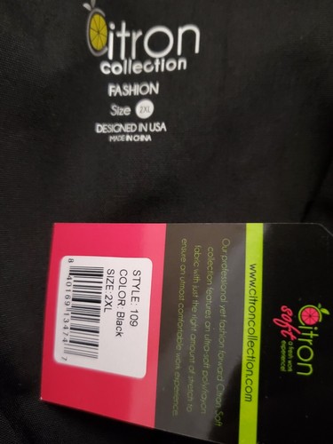 Neu mit Etikett - Zitrone Scrub Top Größe 2X - schwarz klassisch V-Ausschnitt 3 Taschen - Brustumfang 27,5"/L 30" - Bild 3 von 4