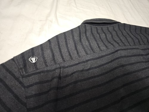 Camicia Howler Brothers grigia a righe in flanella pesante con bottoni manica lunga 2XL - Foto 14 di 16