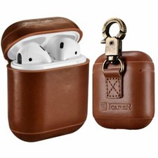 Genuine Leather Airpods Earphone Protective Case supports wireless charging