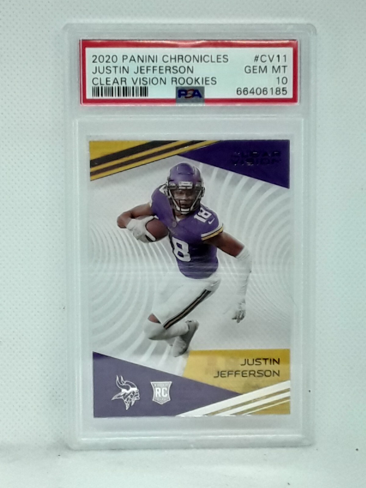 PSA 10 Justin Jefferson 2020 Chronicles Clear Vision #CV11 RC Minnesota Vikings