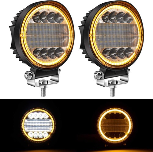 4x 5inch Round LED Driving Lights Bar Flood Work Pods Bumper Off Road 4WD 12V - Picture 4 of 13