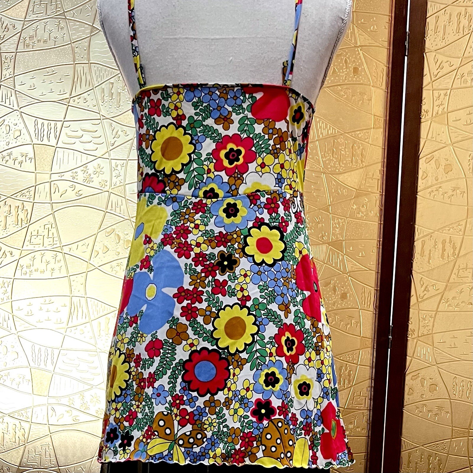 Rare VTG 60s Olga First Ladies of under-fashions flower power Mini Slip XS image 5