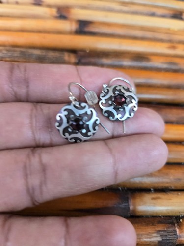 Schöne Vintage Holly Yashi filigrane Niob Granat Draht Ohrringe - Bild 2 von 4