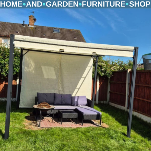 Large Metal Garden Pergola 3x3m Retractable Sun Shade Patio Garden Gazebo Canopy - Picture 7 of 22