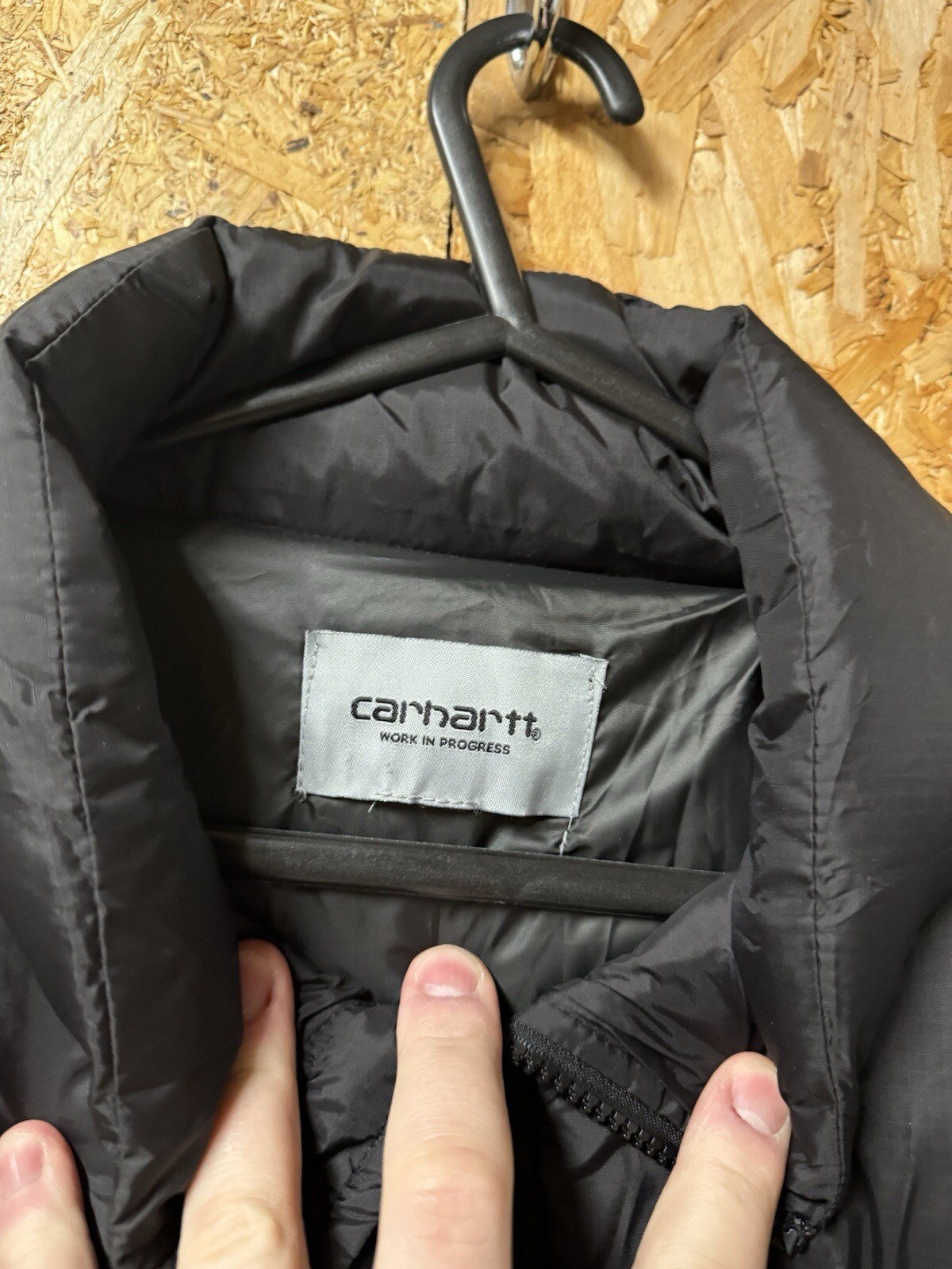 Men’s Carhartt WIP Black Down 80/20 Jacket XL RRP£260 BNWT Scripted Back Design image 2