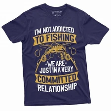 Funny Fishing T-shirt Addicted to Fishing Grandpa Dad husband Fisherman Shirt 