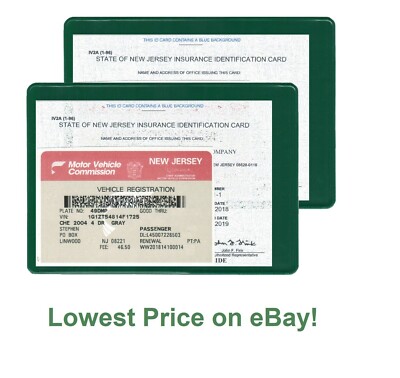 2 (two) Auto car Insurance Registration ID Card Holders Holder Green z