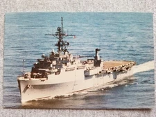 USS Coronado AGF-11 Amphibious Transport Dock Middle East Flagship Vtg Postcard
