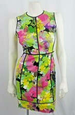 Calvin Klein Bright Floral Sheath Dress Tailored Colorful Sleeveless Work  Sz 6