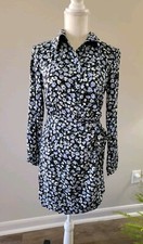 Floral Long Sleeve Wrap Dress Size 2 MNG Tied Short Mini Dress Casual
